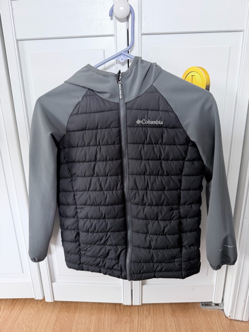 Columbia Kids Black and Gray Quilted Hooded Jacket